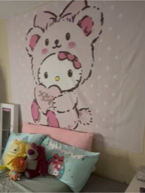 Hello Kitty Pink & White Plush Character Wall Tapestry